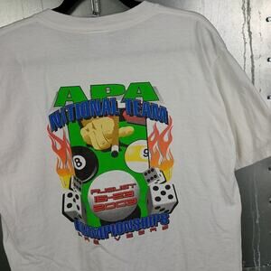 APA Pool Billiards Vintage Y2K Las Vegas Dice T-Shirt Large Flame Graphic Grunge